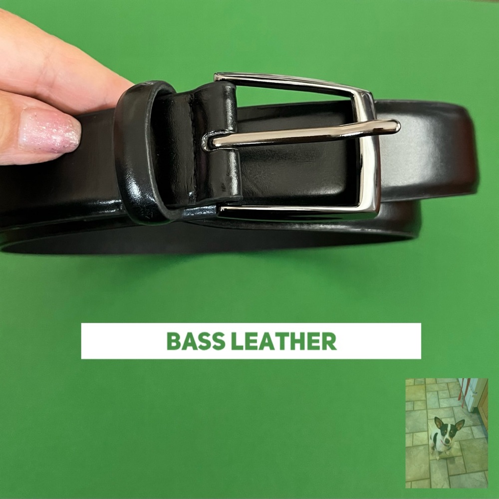 Bass Black Leather Mens Belt, Sz L